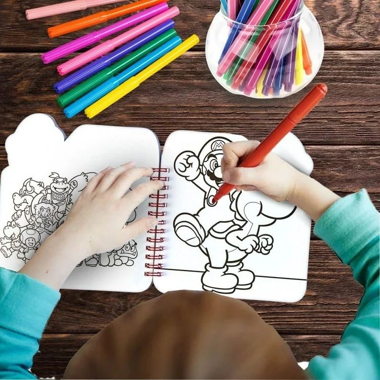 Paper Sticker Activity Book - 6.75" x 5.4", 1 Count - Perfect for Kids Fun and Learning, Super Mario Brothers