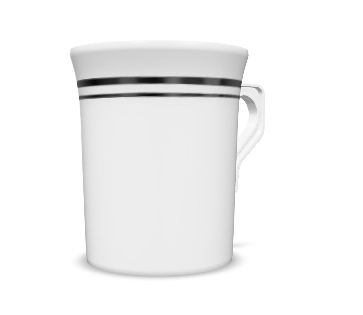 Visions 8 oz. White Plastic Coffee Mug With Silver Bands