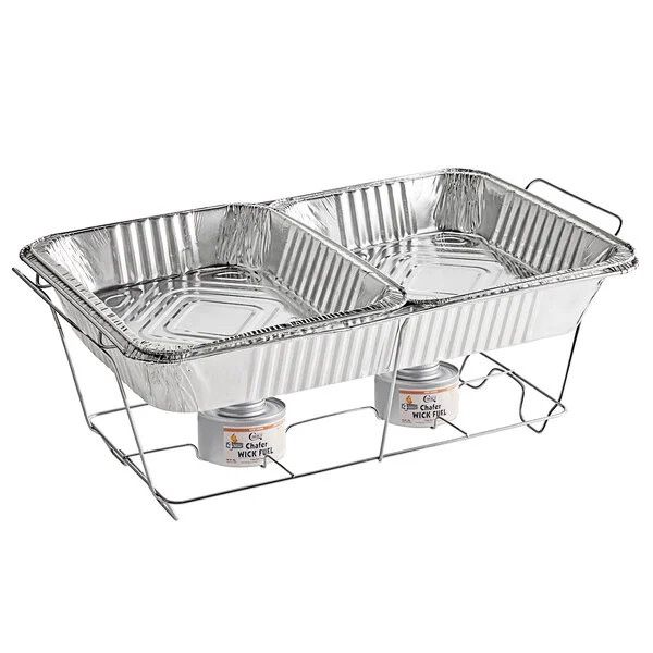 Choice Full Size Disposable Wire Chafer Stand Kit with 4 Hour Wick Fuel 