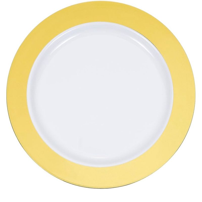 Creative Converting Gold Rim Plastic Dessert Plates, 7&quot;