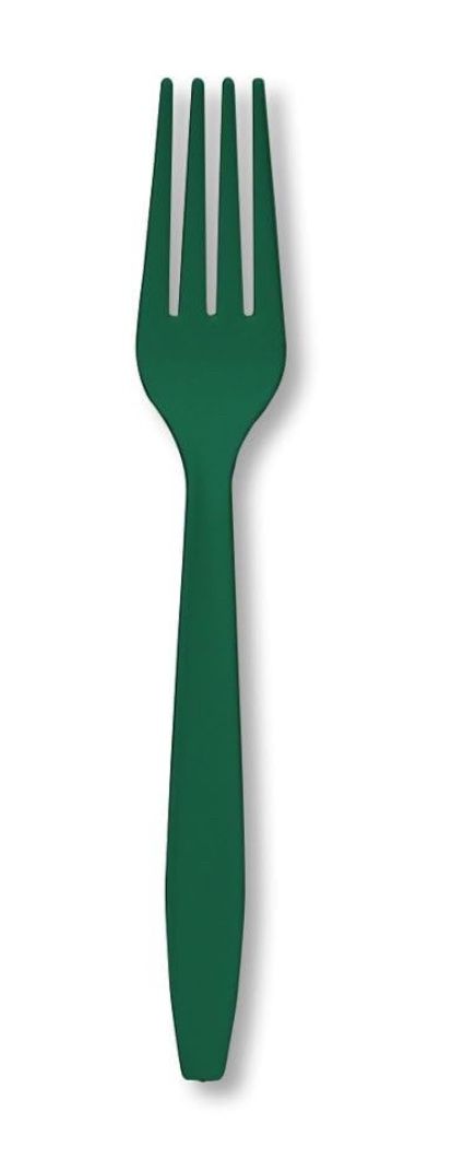 Hunter Green Plastic Forks – 24CT