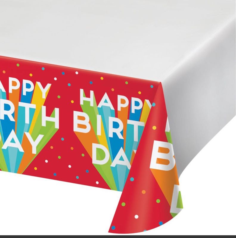 Happy Birthday Bash Plastic Tablecloths, 1/Pkg