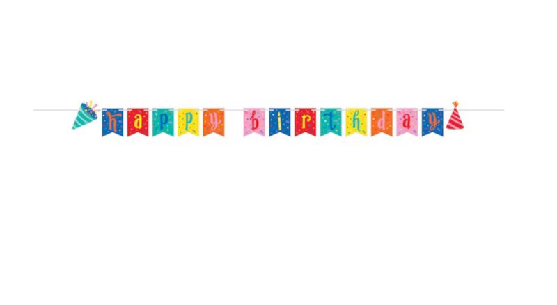 Hats Off Happy Birthday Ribbon Banner, 12PK