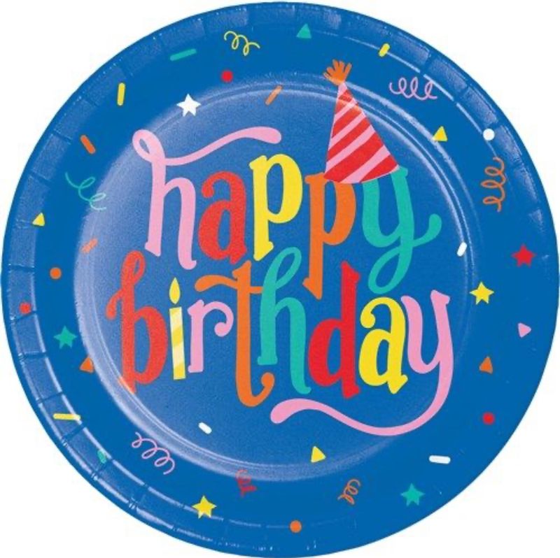 Plates hats off birthday 8ct 