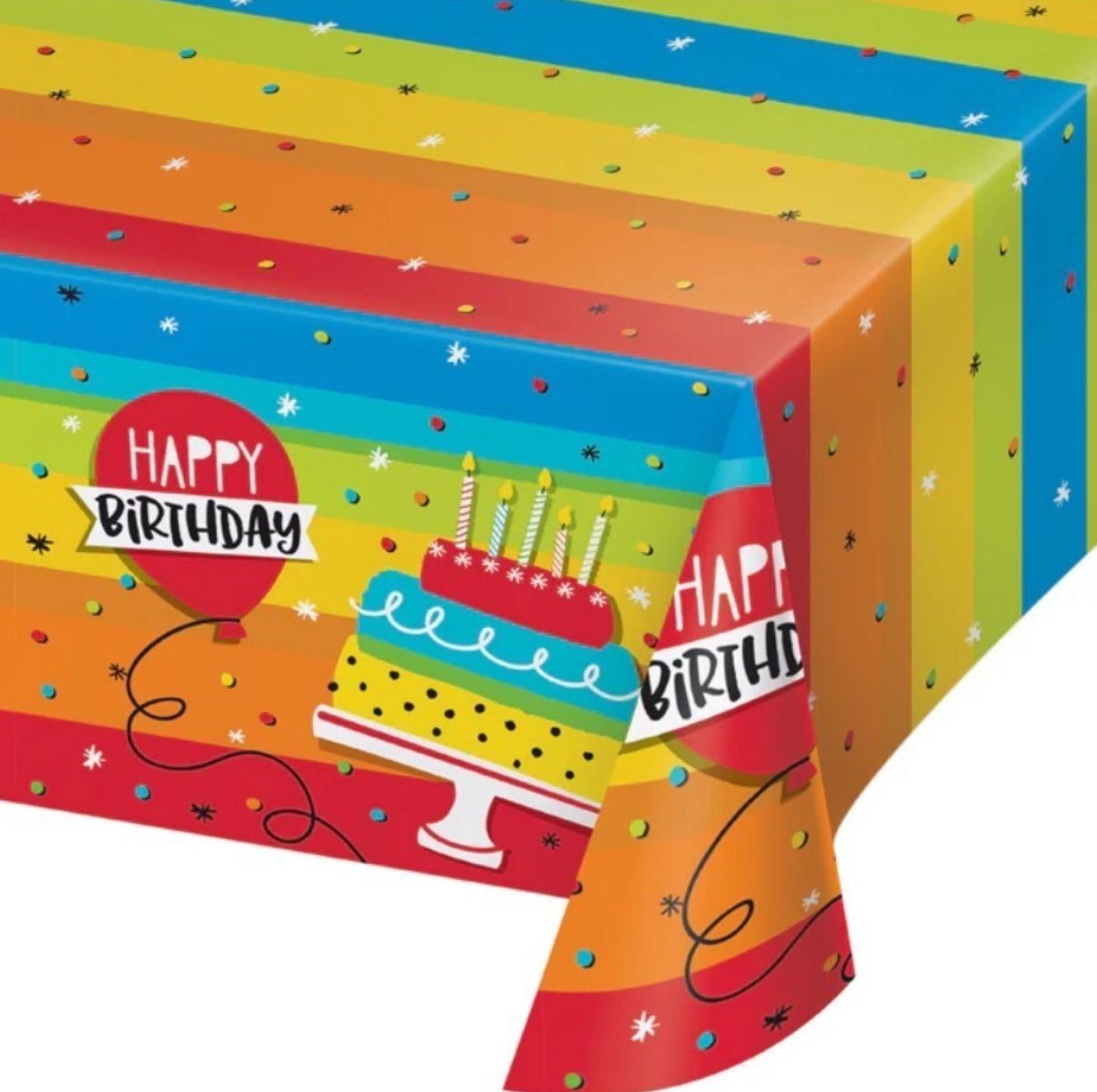 Hoppin&#39; Birthday Cake Plastic Tablecover All Over Print, 54&quot; X 102&quot; 1CT