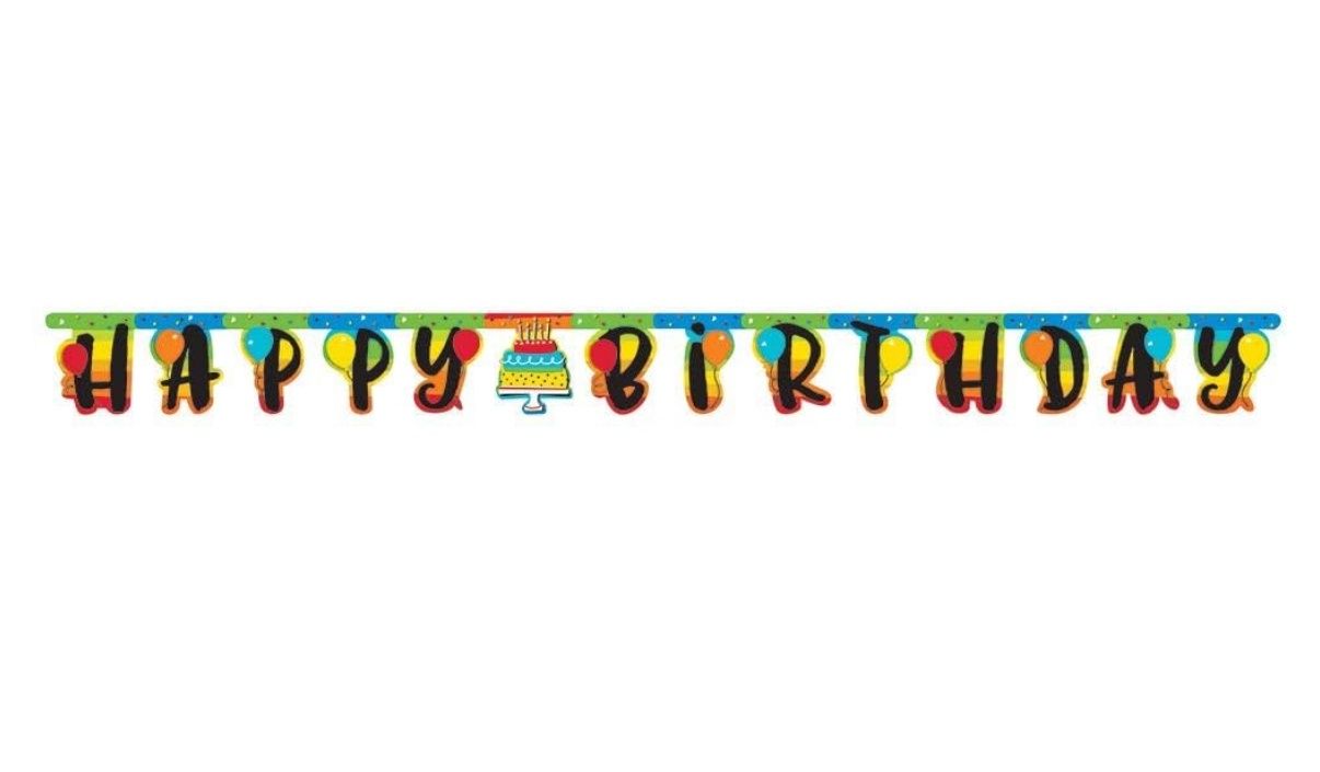Creative Converting 332470 “Happy Birthday” Decorative Jointed Banner, 8.2 x 0.2 x 10.5&quot;, Multicolor, 1ct