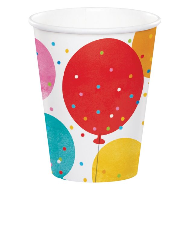 HOT/COLD CUPS 8CT CONFETTI BALLOONS 8f oz