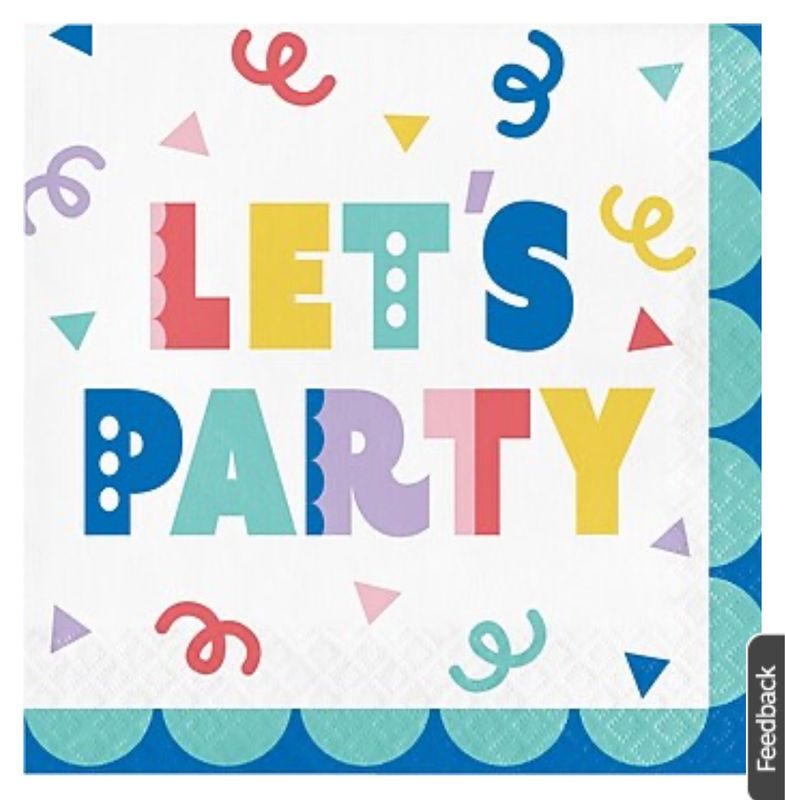 16 Party Patterns Birthday Dinner Napkins (6.5&quot;)