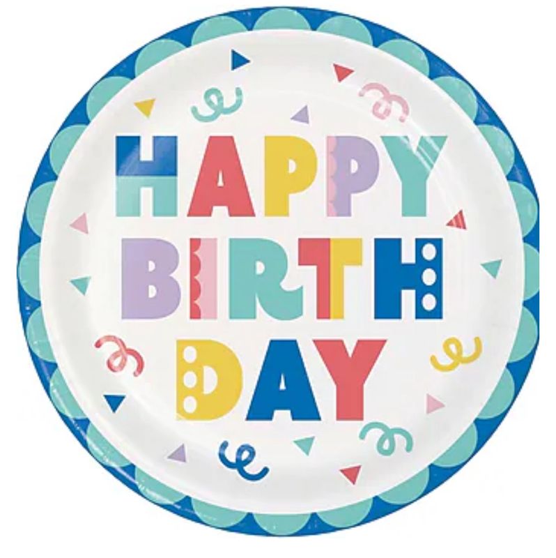 8CT Party Patterns Birthday Dinner Plates (9&quot;)