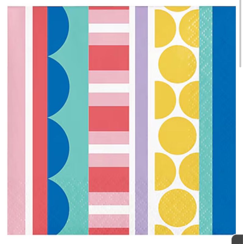 Creative Converting Party Patterns Napkins, Multicolored Beverage 16ct 2ply