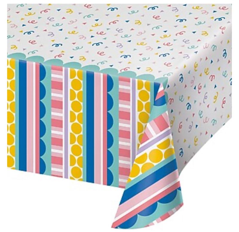 Creative Converting Party Patterns Tablecloth, Multicolored 54x108 in