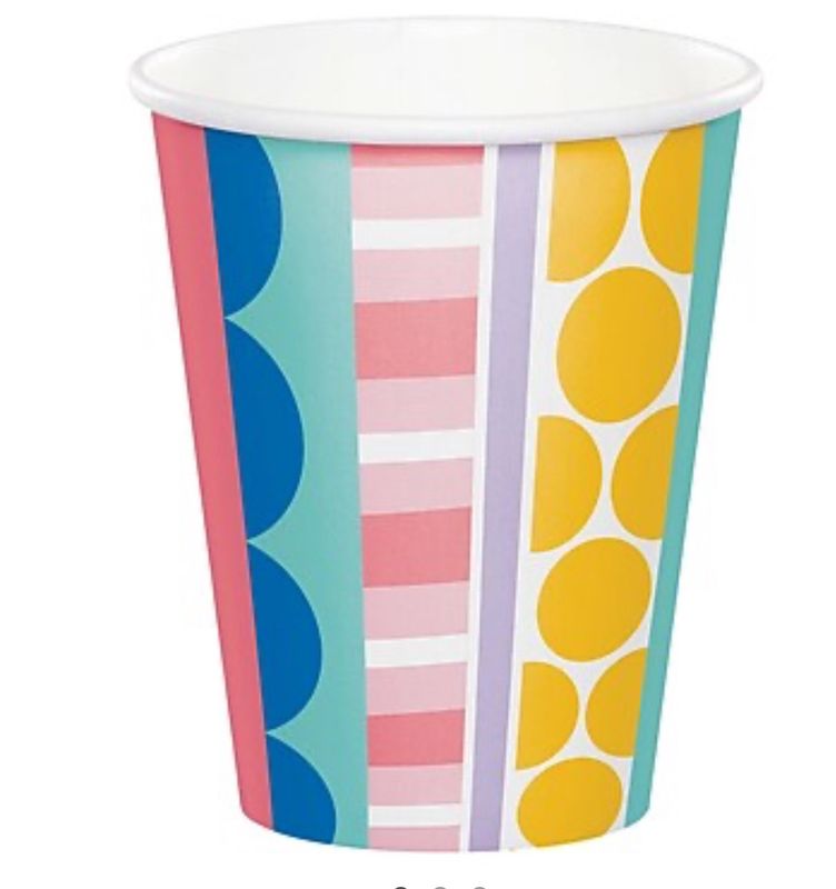 Creative Converting Party Patterns Birthday Paper Cups 9oz 8ct