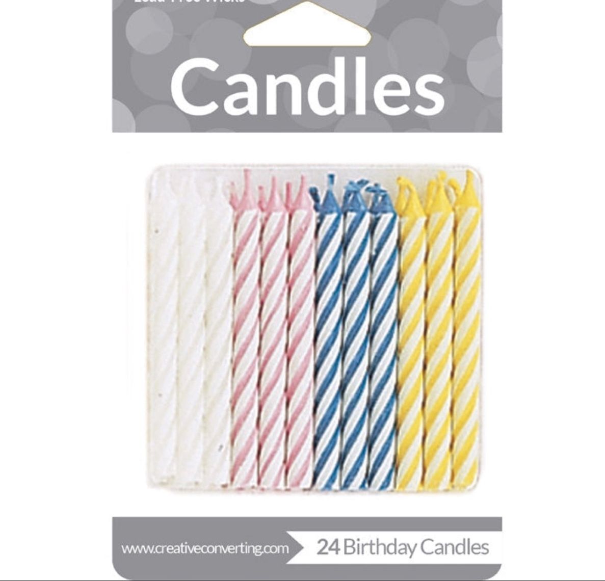 Wholesale Assorted Striped Candles, 24/Pkg