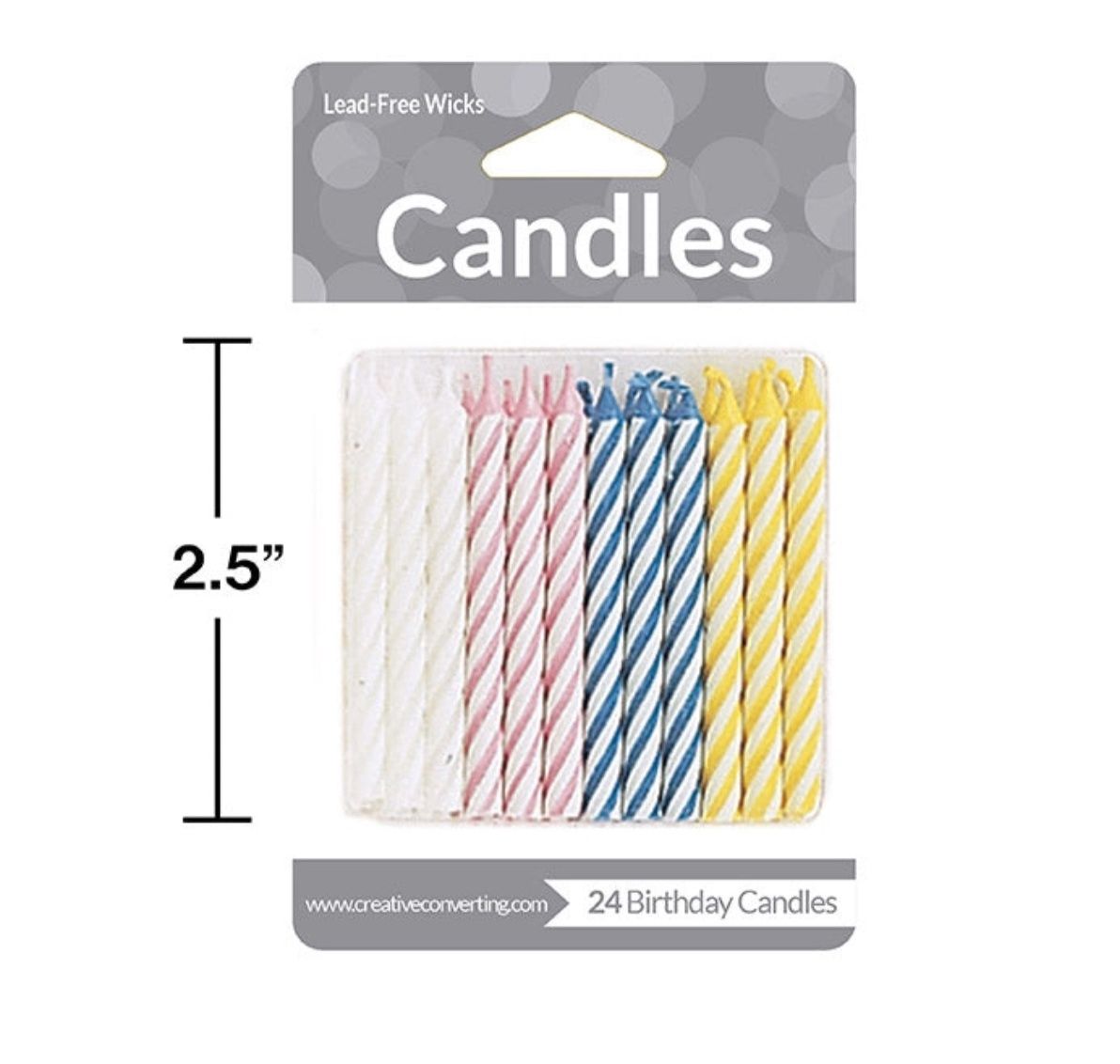 Wholesale Assorted Striped Candles, 24/Pkg