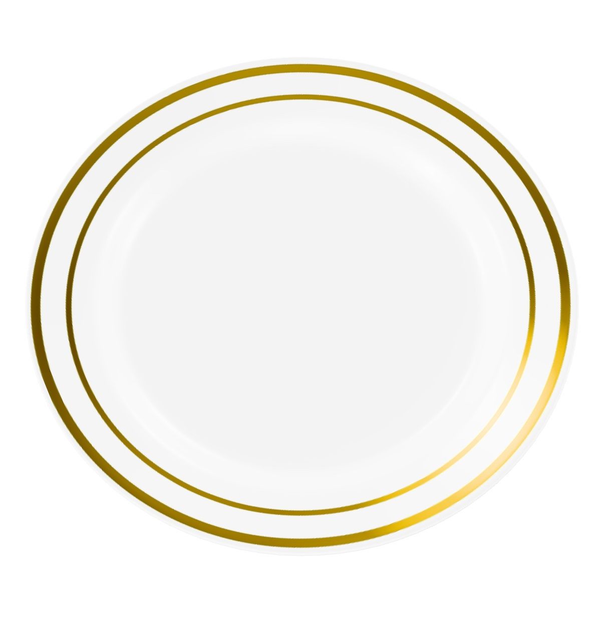 Visions 6" White Plastic Plate with Gold Bands 15pc