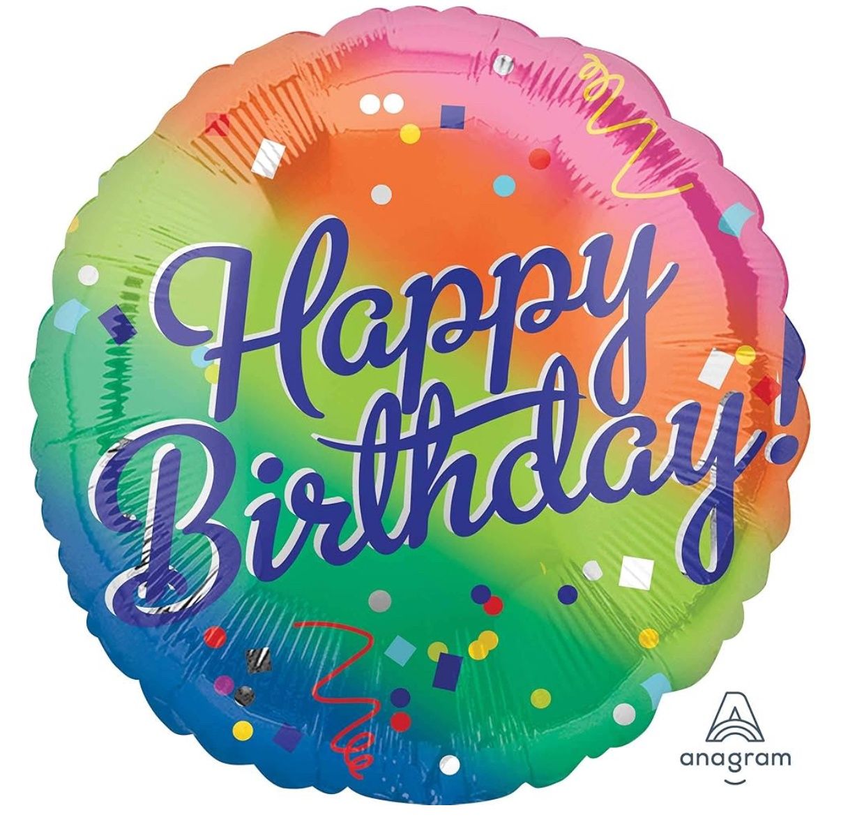 Happy Birthday Fancy Type Rainbow 17″ Balloon