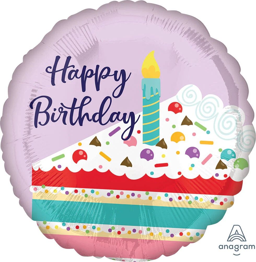 Purple Confetti Birthday Cake 17&quot; Balloon
