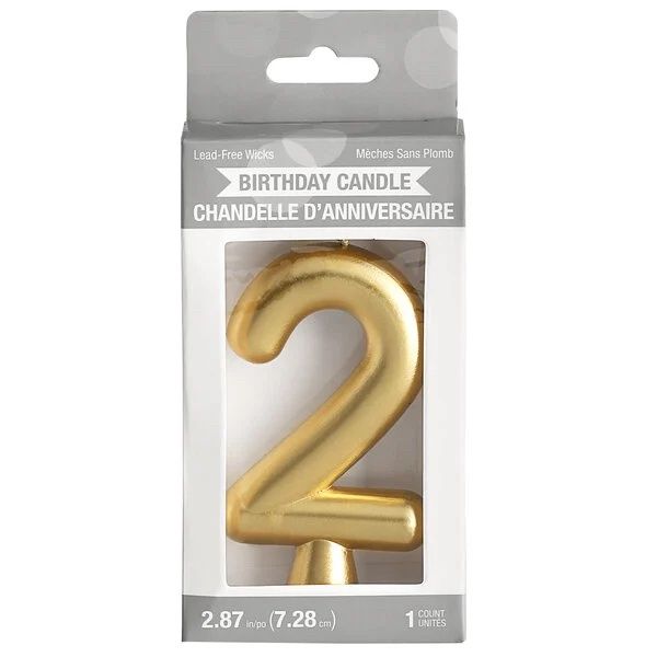 3" Gold "2" Candle