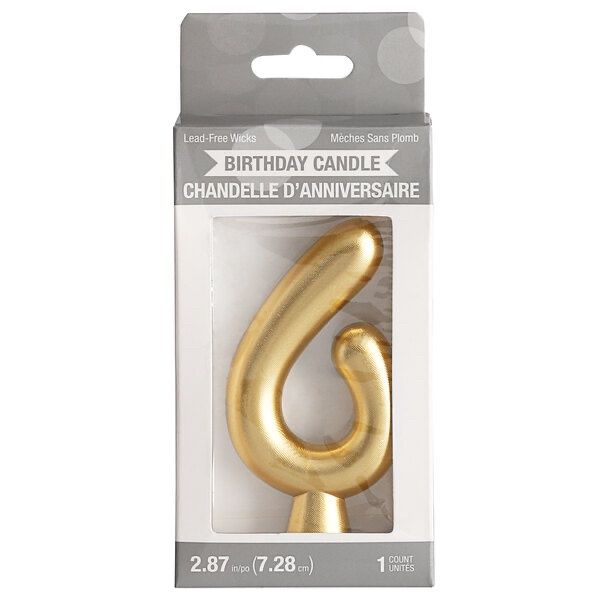 3" Gold "6" Candle