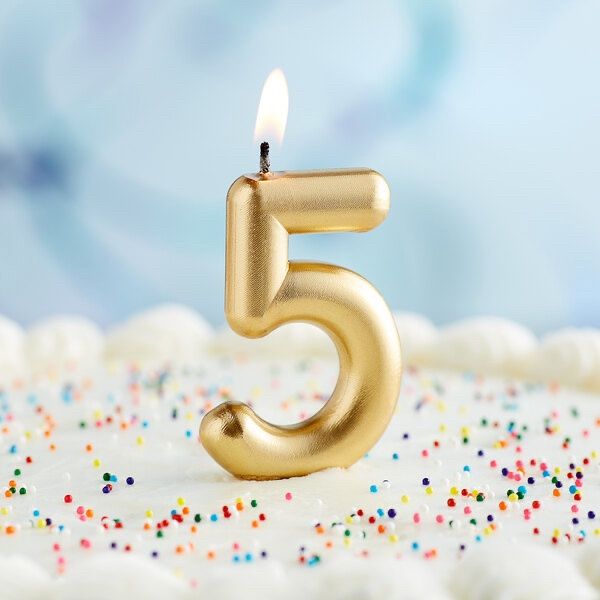 3&quot; Gold &quot;5&quot; Candle