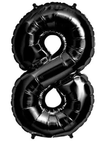 34 inch NUMBER 8 ANAGRAM - BLACK