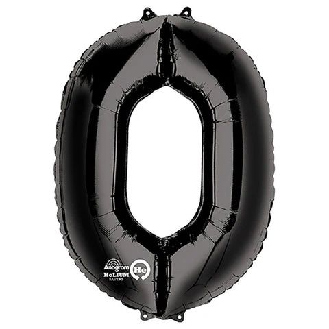 35&quot; Number 0 - Anagram - Black Foil Mylar Balloon