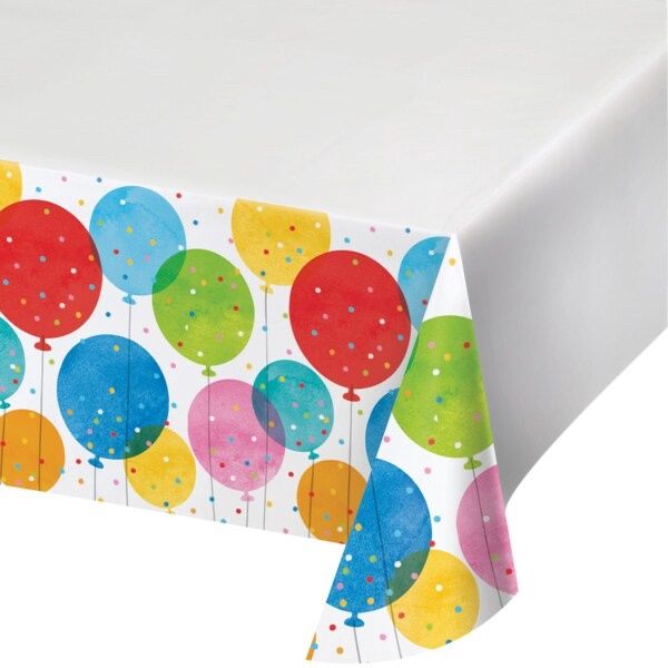Birthday Confetti Balloons Plastic Tablecloth