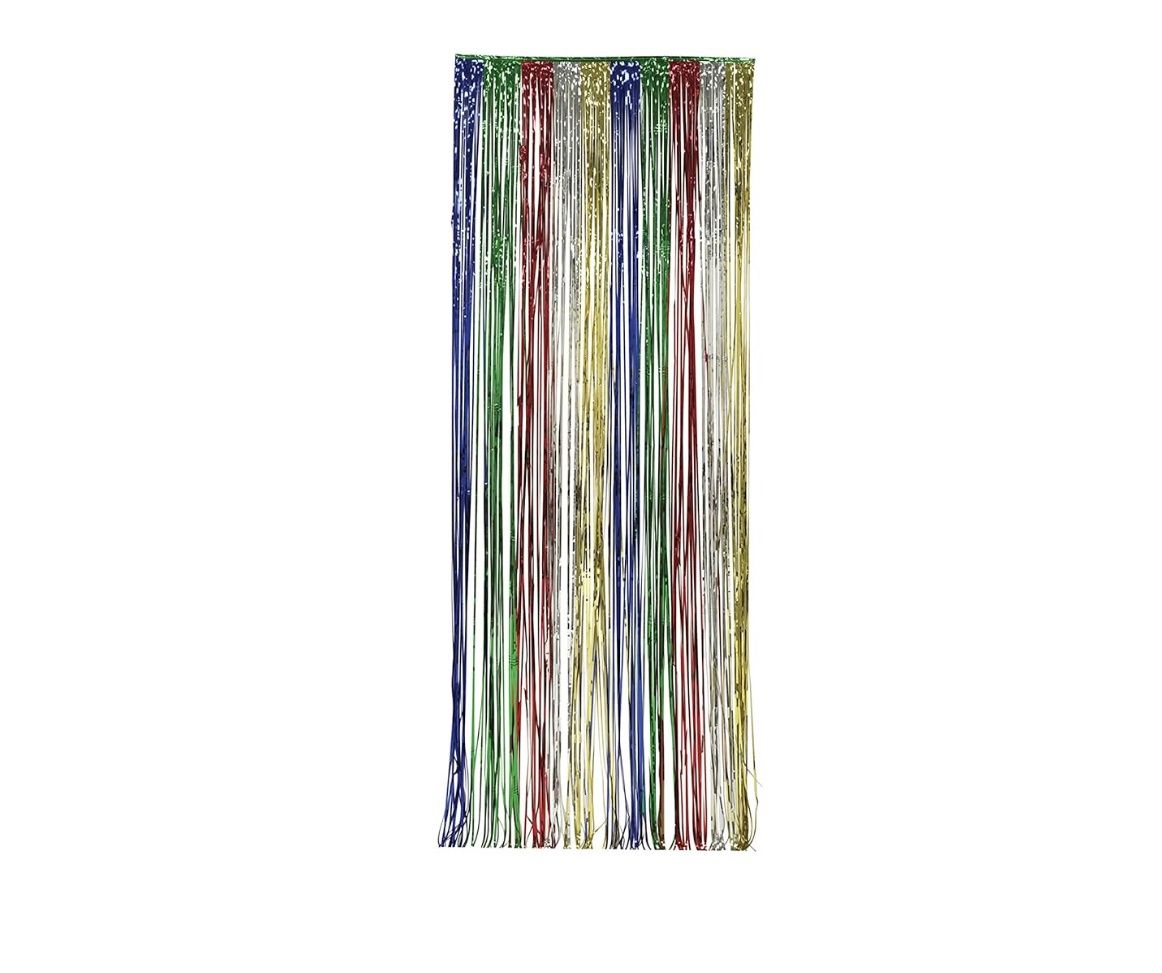 Creative Converting Foil Fringe Door Curtain, 3&#39; x 8&#39;, Multicolored