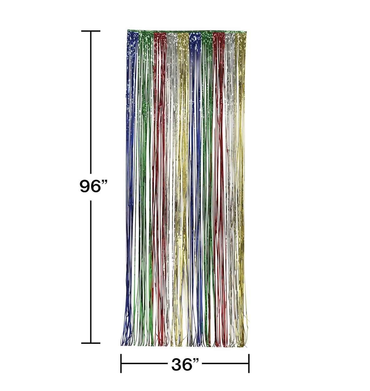 Creative Converting Foil Fringe Door Curtain, 3' x 8', Multicolored
