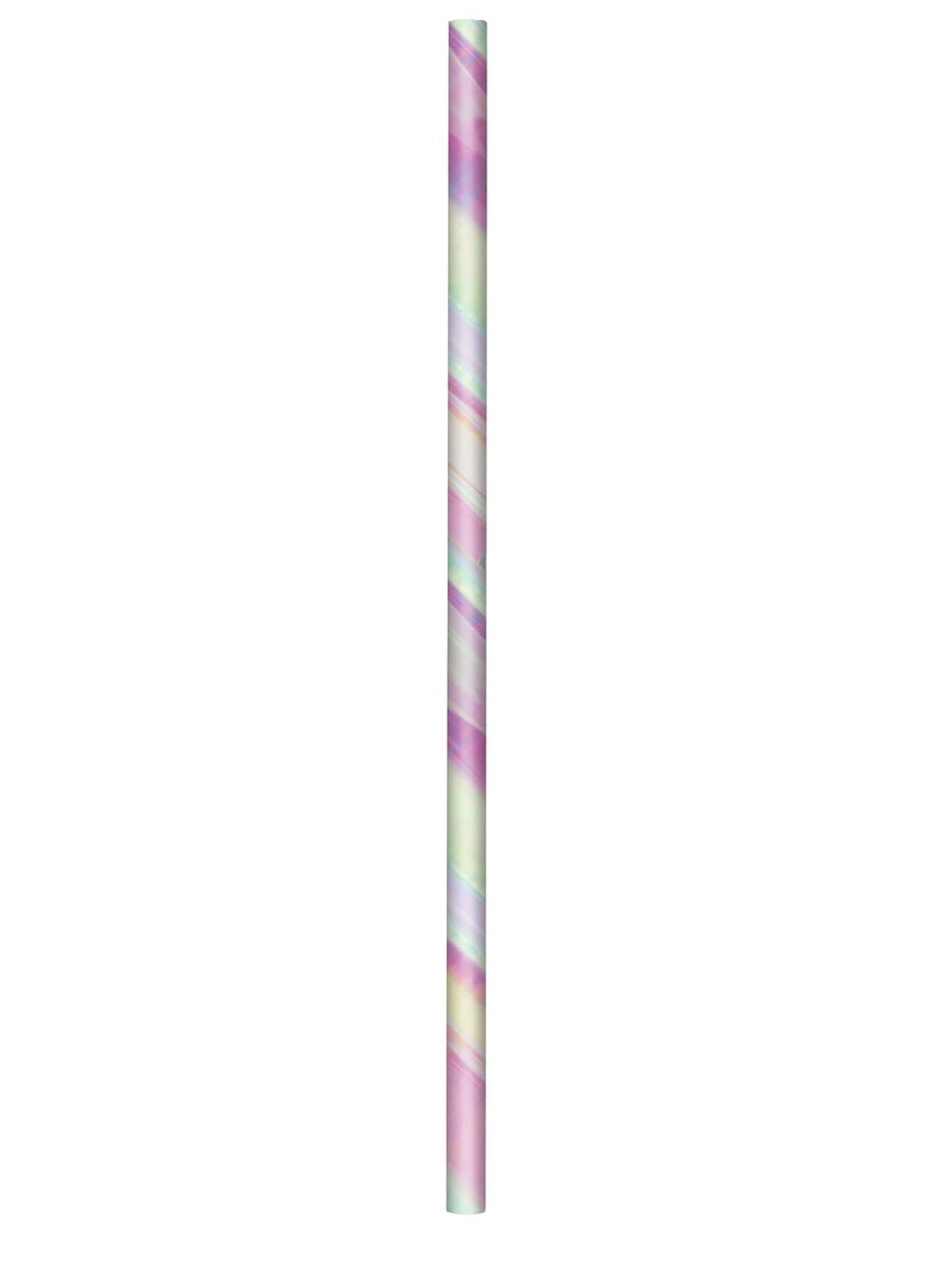 Iridescent Foil Paper Straws - 24 Pcs