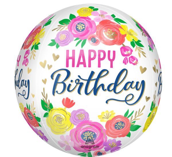 16&quot; Artful Floral Birthday Orbz