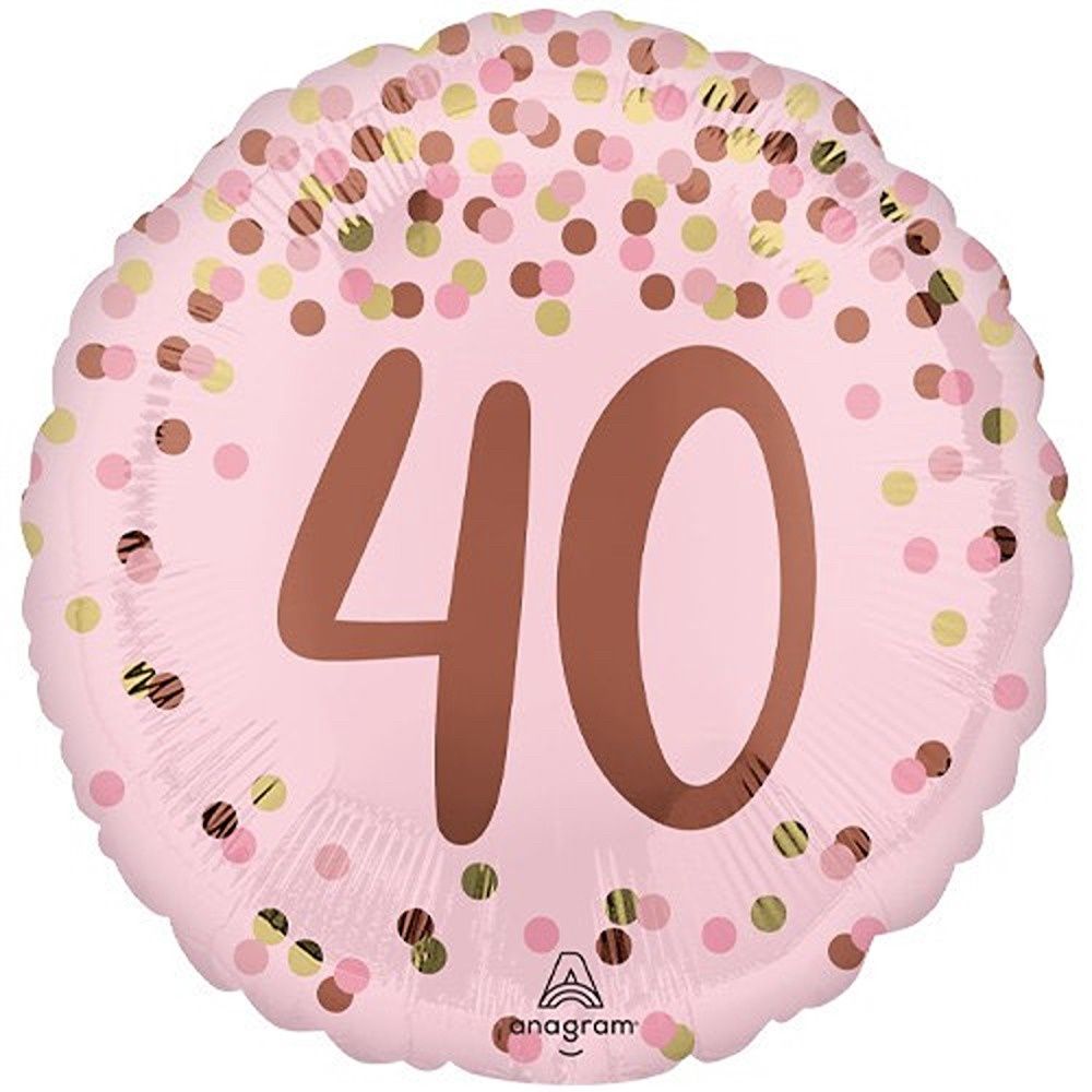 18″ 40th Pretty Pink Foil Balloon