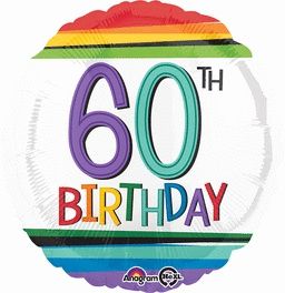 Rainbow Birthday 60 17&quot; Balloon