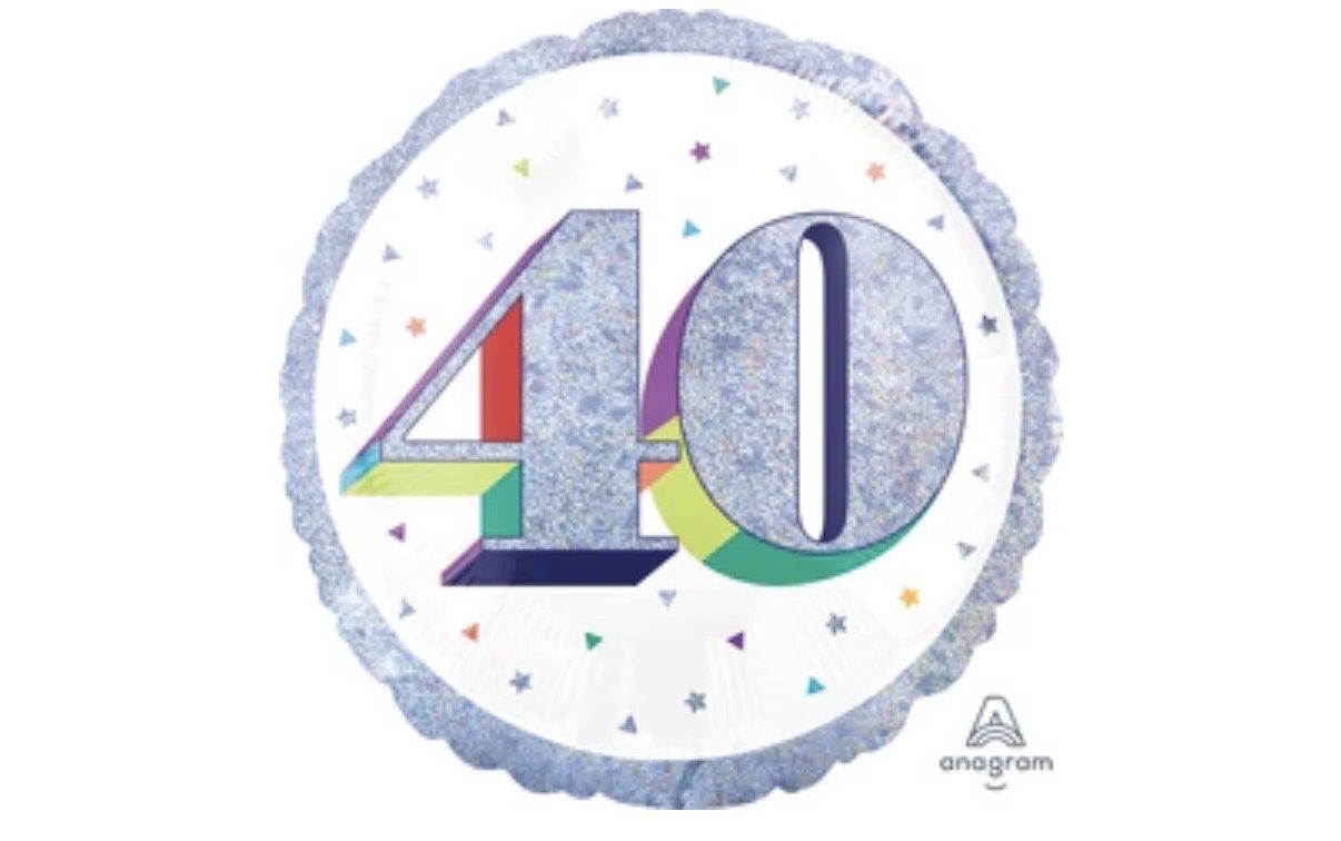 18&quot; Holographic Jumbo Number Balloon Shape 40 Foil Balloon