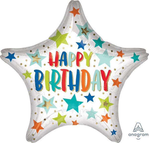 28&quot; Bday Stars &amp; Dots Jumbo
