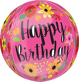 16&quot; Happy Birthday Pink Floral