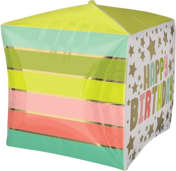 15" Happy Birthday Gold Stars and Color Cubez