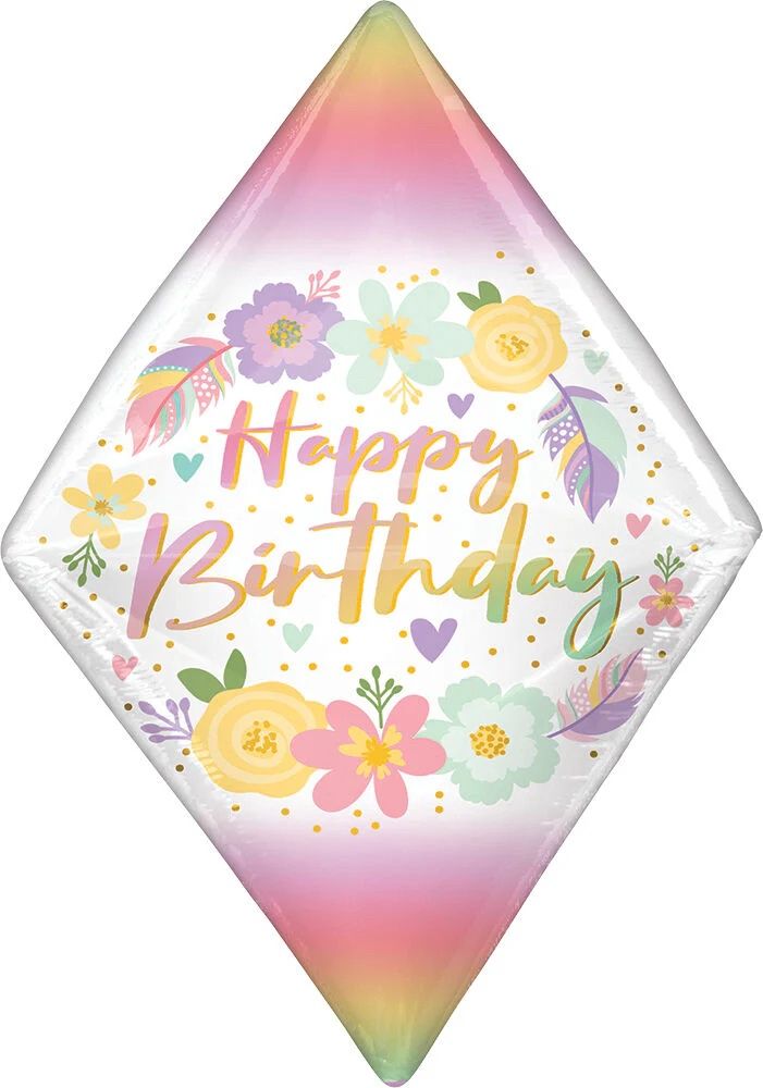 Birthday Boho Gem Anglez 25&quot; Balloon