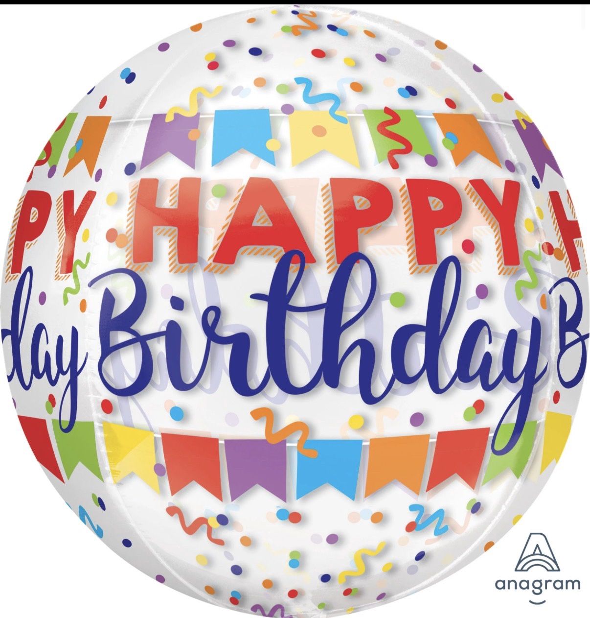 Happy Birthday Banner Bash Orbz 16&quot; Balloon