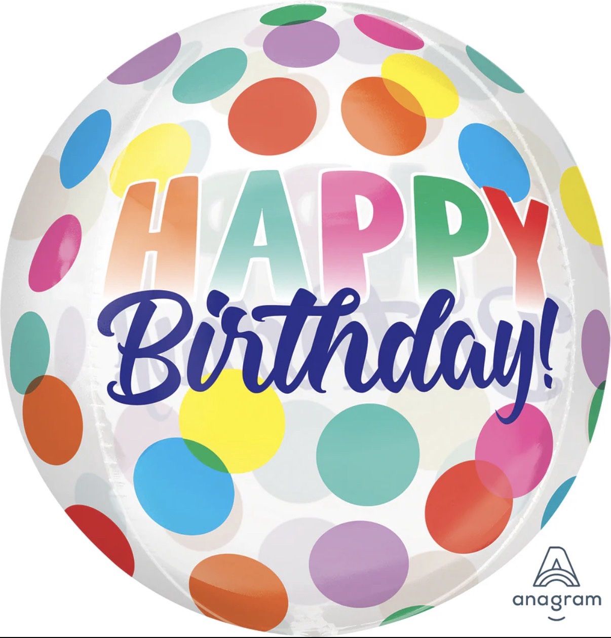 Happy Birthday Big Dots Clear Orbz 16″ Balloon