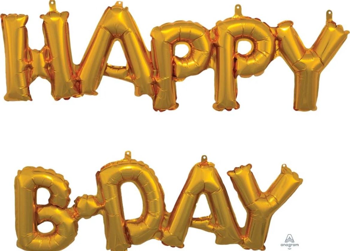 Gold Happy B-Day Air-filled Phrase Balloon Kit