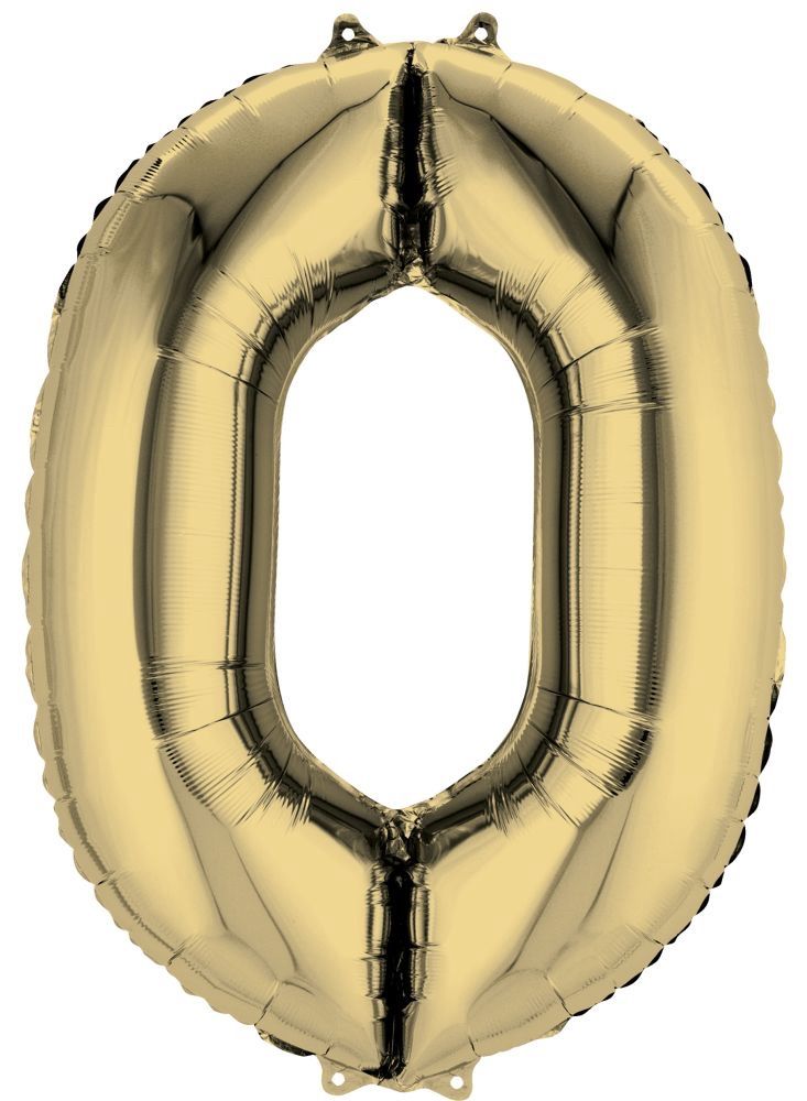 34&quot; White Gold Number 0 Balloon