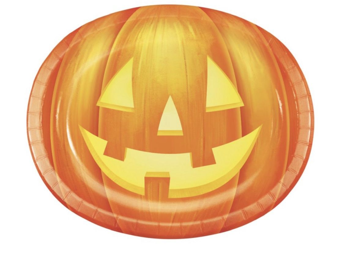 Smilin Halloween Pumpkin 12-Inch Oval Plates