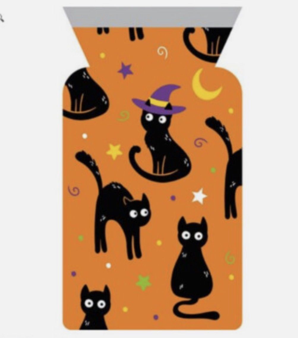 Halloween Cat Trick or Treat 12 ct Cello Zipper Bags Orange Black