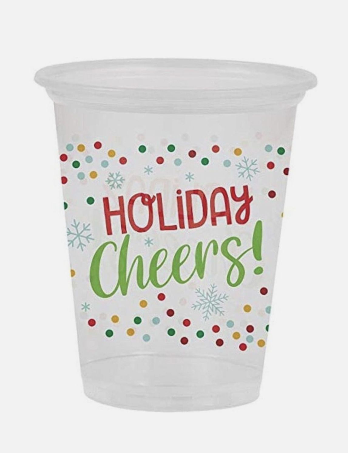 Holiday Cheers Clear 16 oz Plastic Cups 8 Per Pack Tableware Decoration