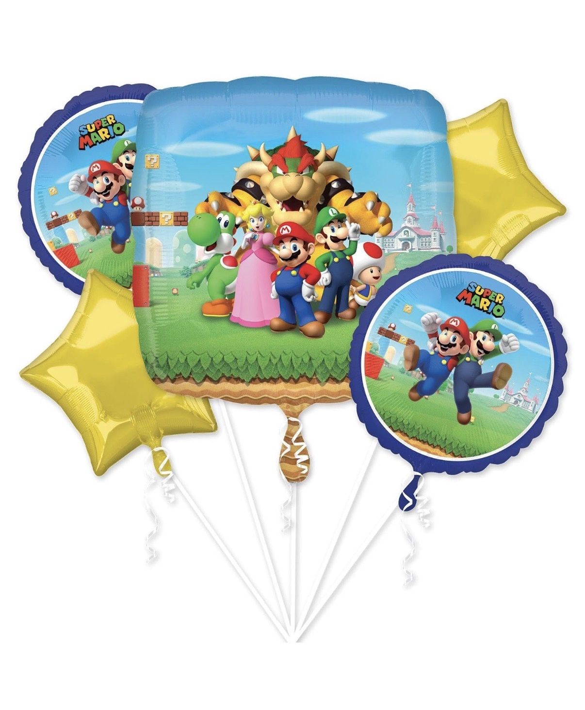 Super Mario Bros Foil Balloon Bouquet
