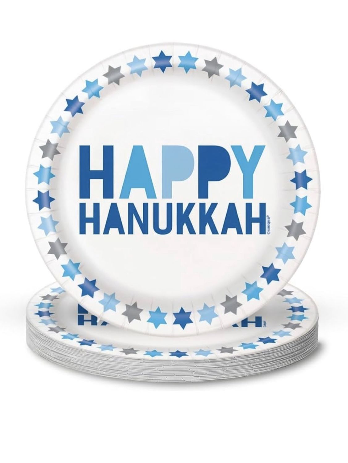 Elegant Starry Multicolor Hanukkah Dessert Plates - 7&quot; (Pack of 8)