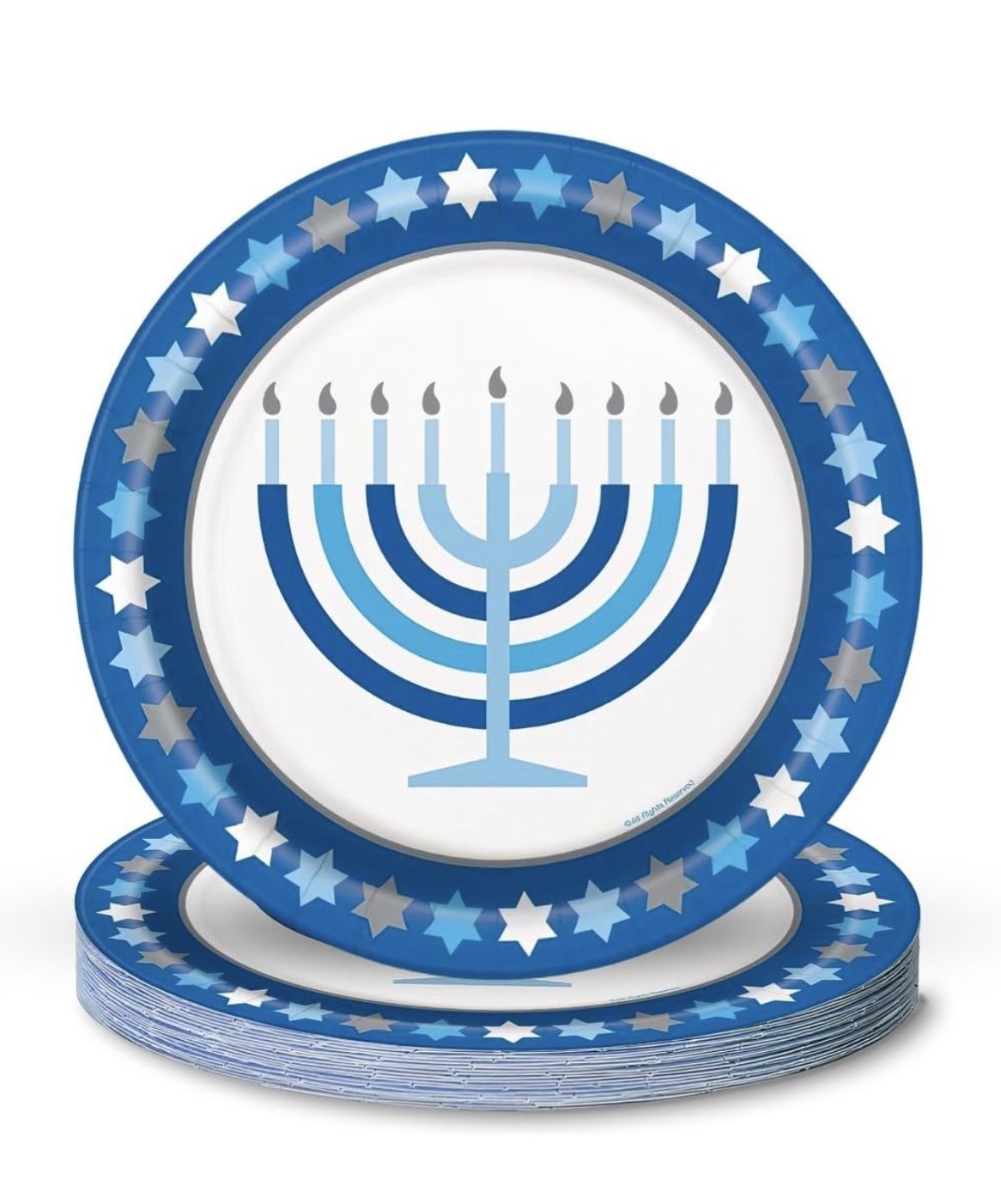 Unique Elegant Starry Multicolor Hanukkah Dinner Plates - 9&quot; (Pack of 8)