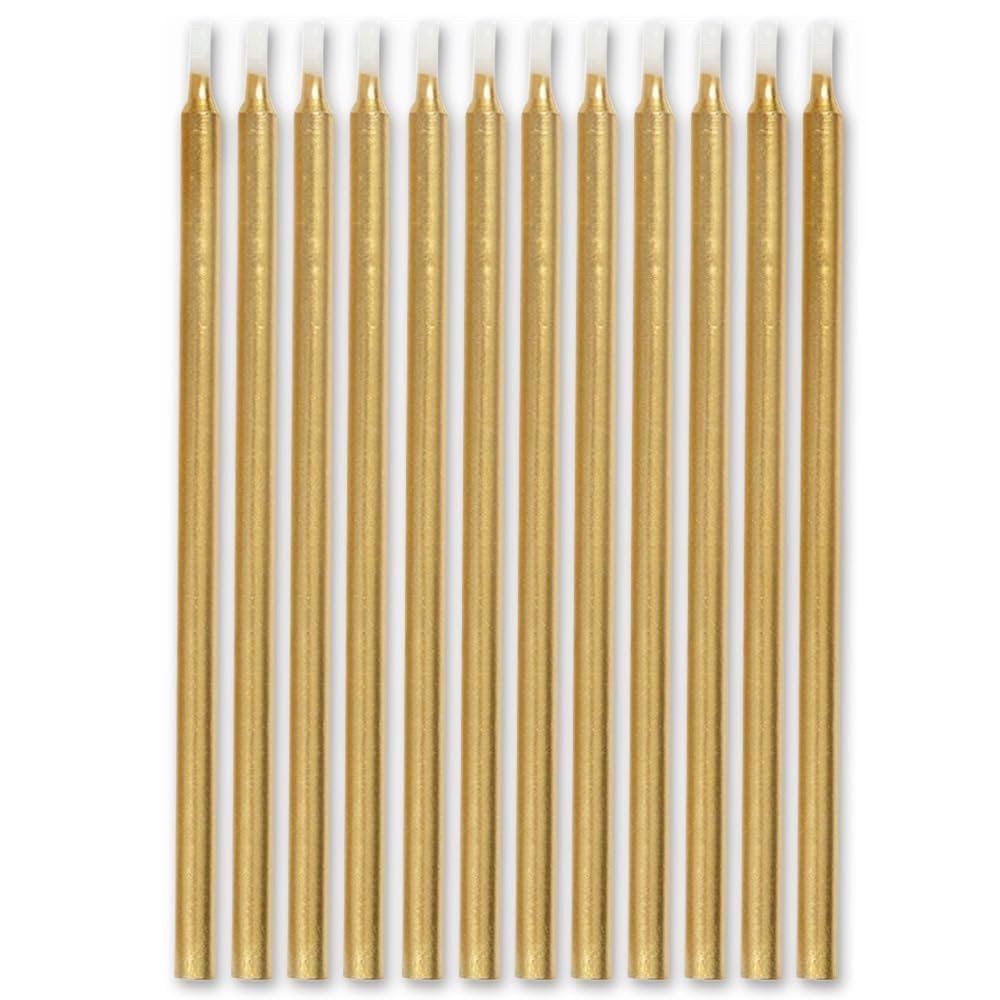 12 GLD BDAY CANDLES-5&quot;