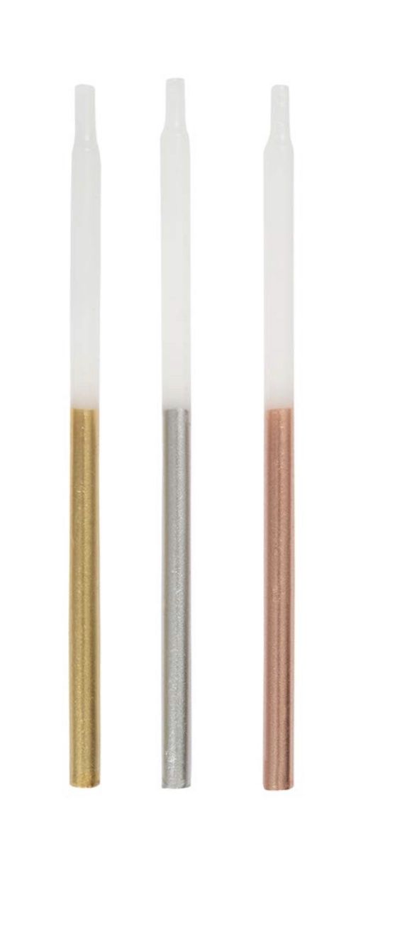 12 Metallic Birthday Candles Assorted 5”
